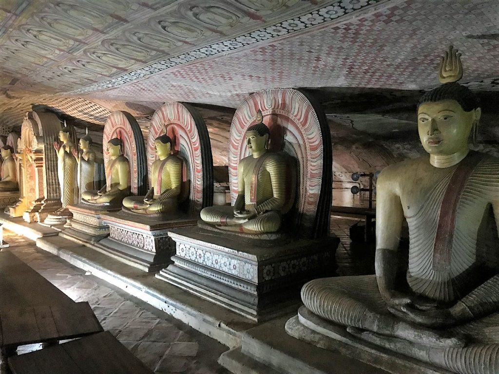 Buddha statues in the Golden Temple at Dambulla